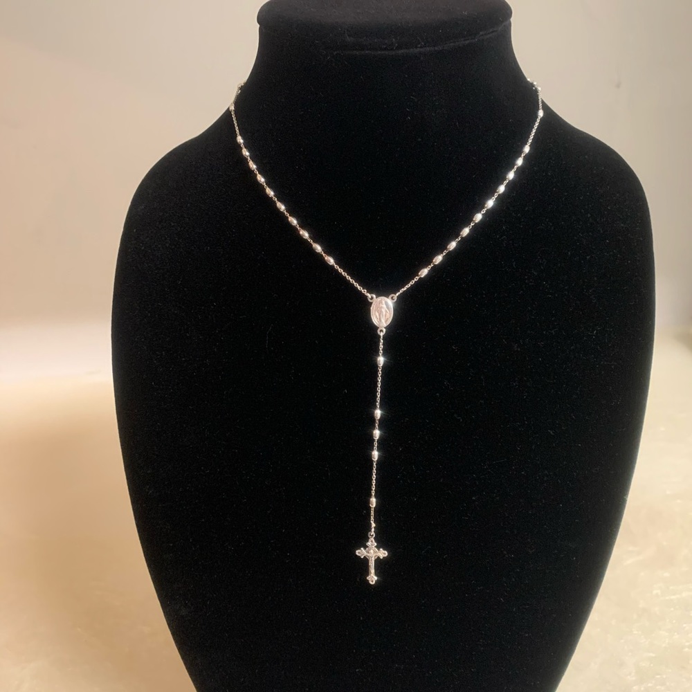 Sterling Silver Rosary Necklace